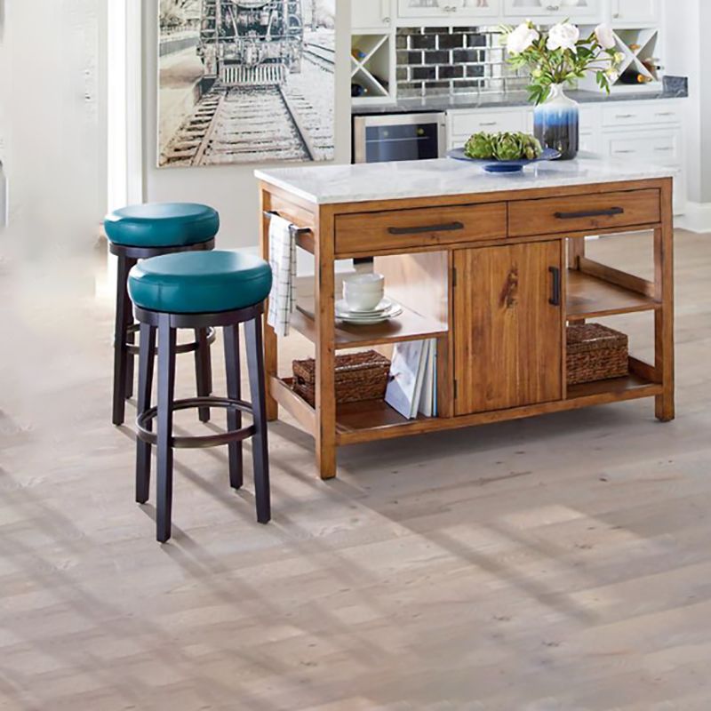 Contemporary Wood Kitchen Island Set Stationary Kitchen Island Table with Open Storage