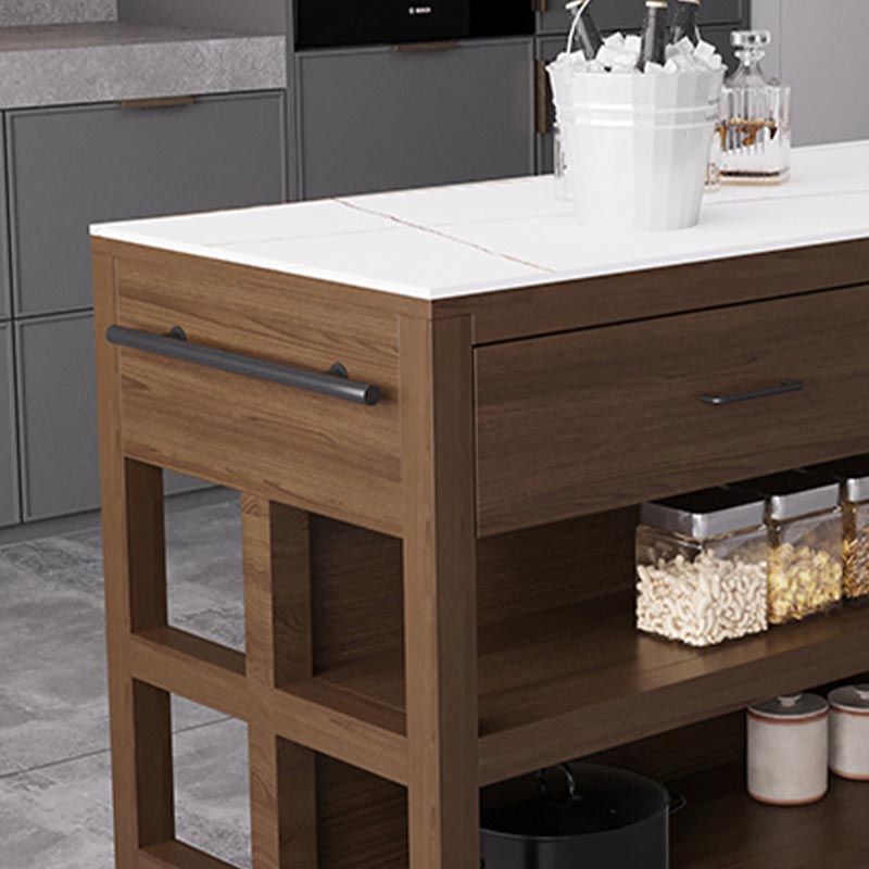 Modern Stationary Kitchen Island Table Sintered Stone Kitchen Island Table with Drawer