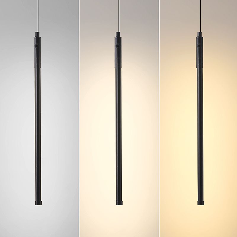 Pendre de style moderne linéaire en métal à 1 lumière pour le restaurant