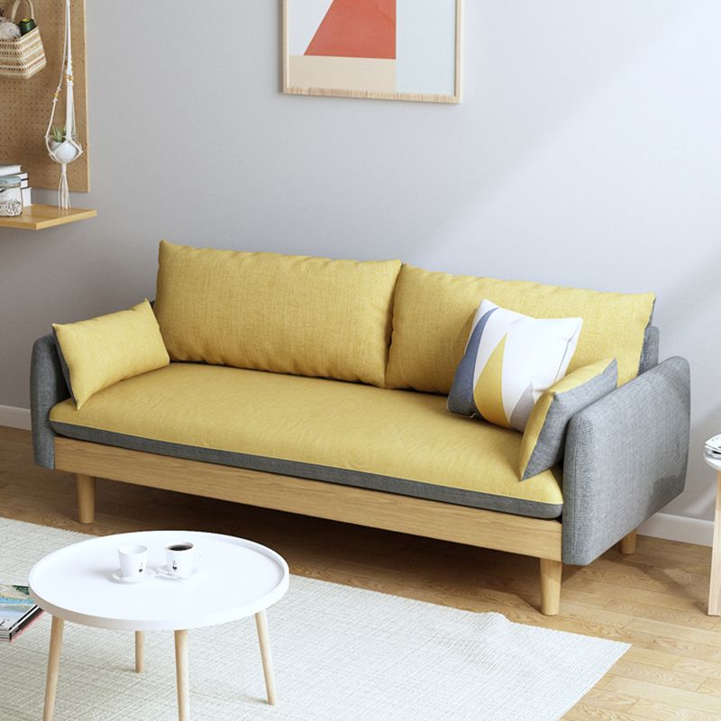 Contemporary 29.9" H Cotton Blend Square Arm Sofa for Apartment
