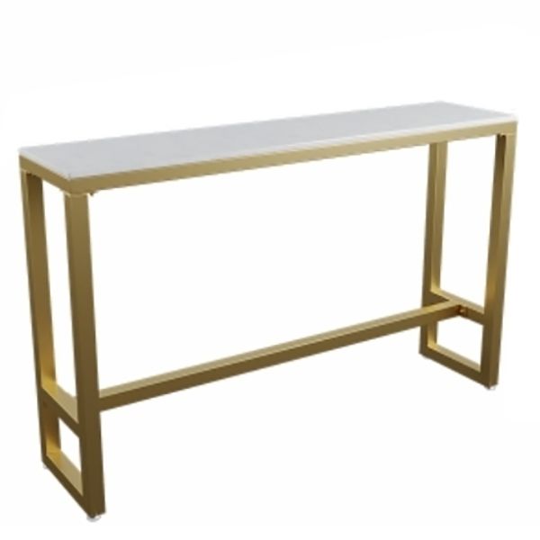 Wood Bar Dining Table Glam Rectangle Bar Table with Trestle Pedestal for Cafe