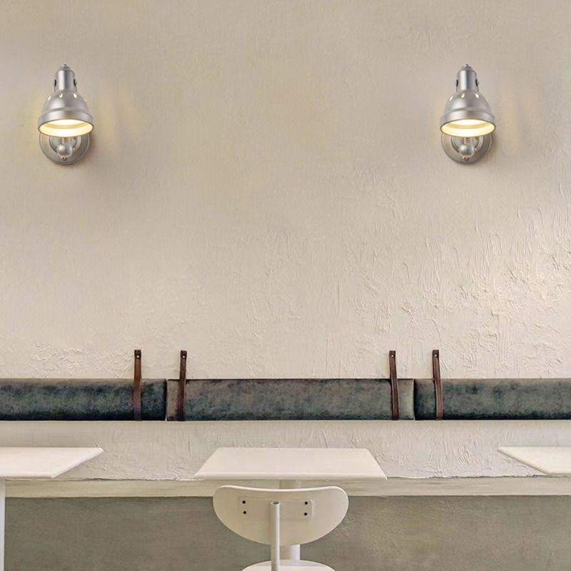 Silver Modern Wall Sconce Cone Shape Wall Light with Metal Shade for Living Room