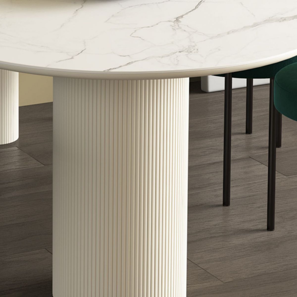 Freeform Solid Wood Dining Table Modern White Furniture with Tripod Base for Apartment