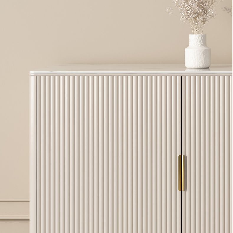 Beige Sideboard Table with Drawers Contemporary Dining Server