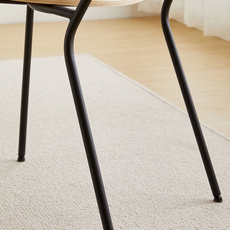 Chaise d'appoint de salle à manger en bois scandinave, chaises à dossier ouvert en forme de coquille avec pieds en métal