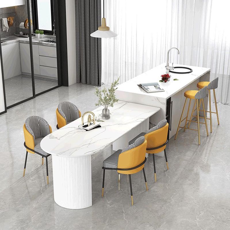 Mesa de comedor de doble pedestal de piedra mesa de comedor estilo simplicidad para el hogar