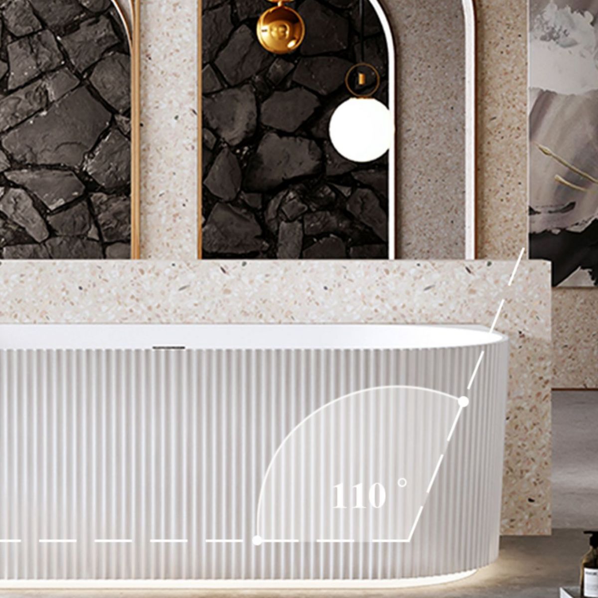 Back to Wall Soaking Bathtub Modern Acrylic Antique Finish Bath Tub