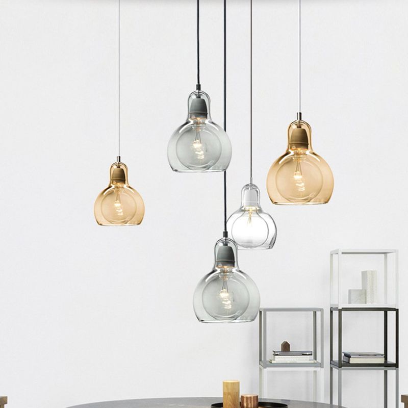 Moderne künstlerische Drum Anhänger Leichte schmiedeeisere Hanglampe mit Doppelglasschatten