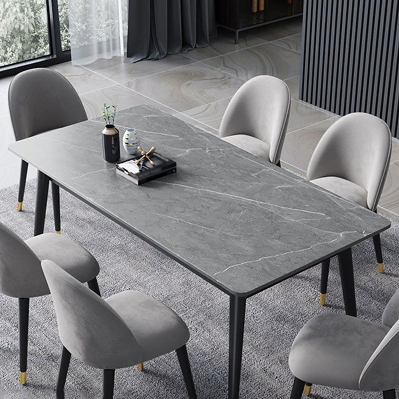 Stone Modern Rectangle Dining Table Matte Finish 4 Legs Table for Home