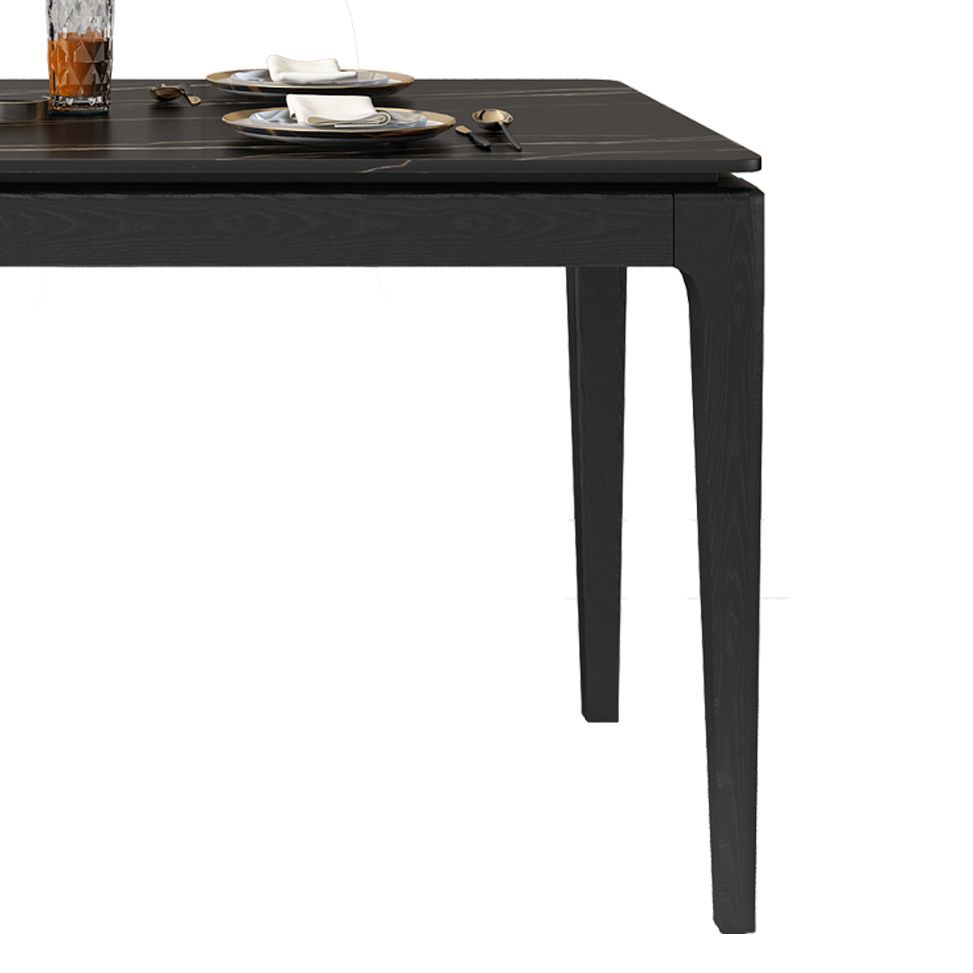 Set de comedor de piedra sinterizada blanca y negra moderna forma rectángulo de comedor estándar para cocina