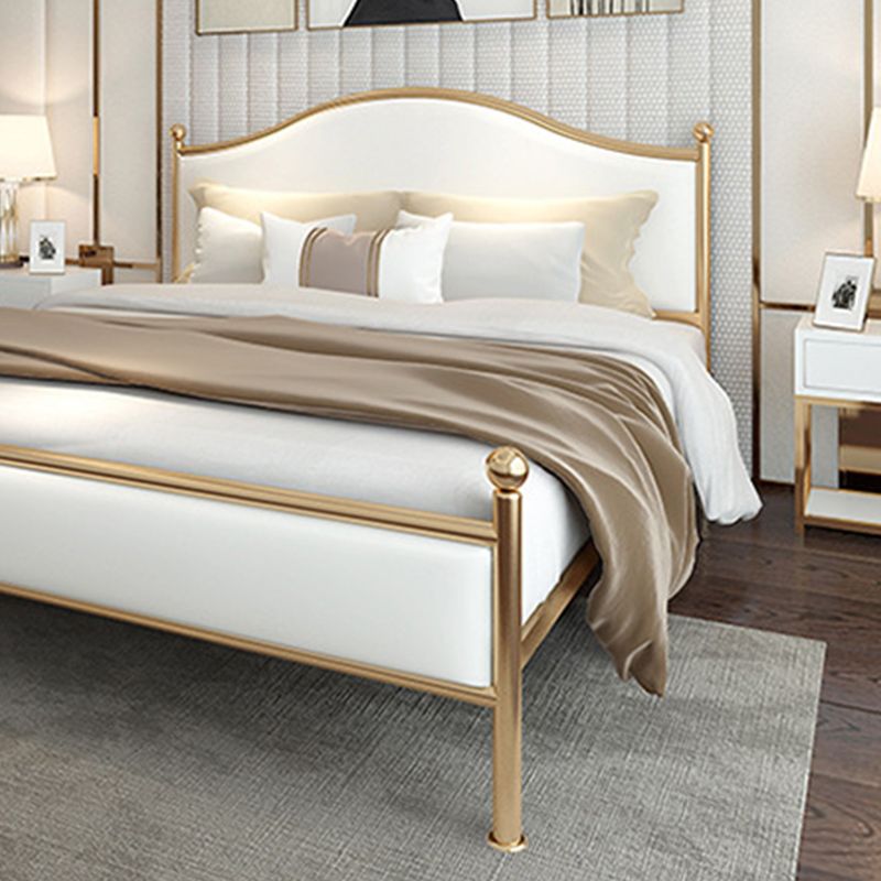 Modern Panel Bed Mattress Included Metal Standard Bed with Custom Gold Legs