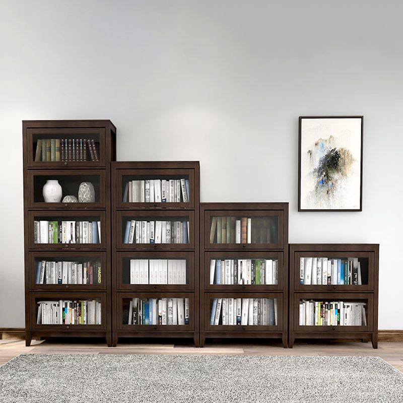 Bookcase Wood Barrister Bookcase Contemporary Vertical Book Shelf with Doors