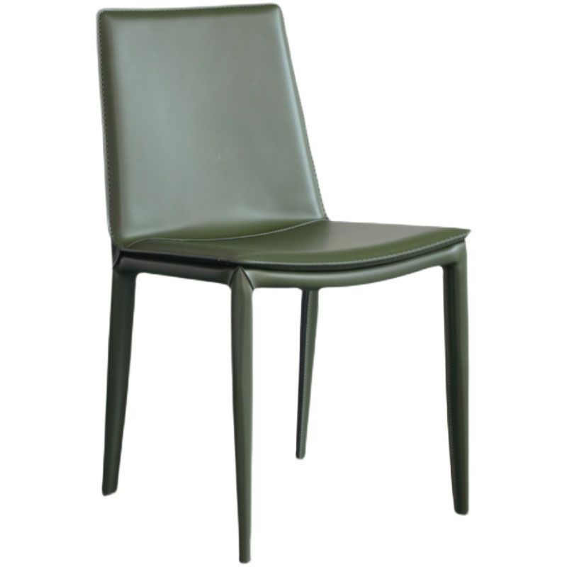 Chaises de salle à manger en cuir style contemporain Chaises d'appoint sans accoudoirs à dossier solide (Ensemble de 2)