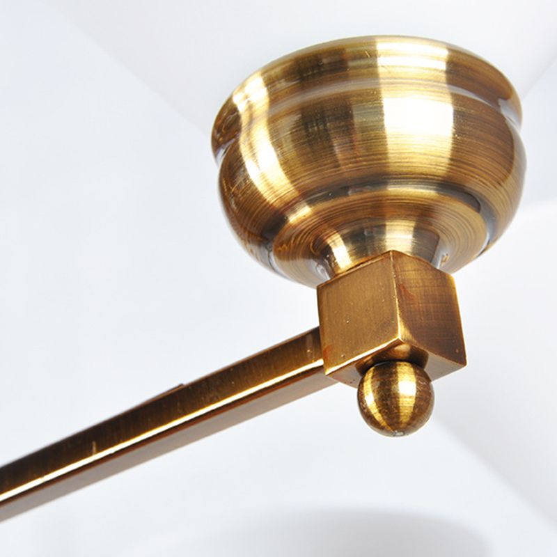 Accensione del lampadario in vetro bianco cono Lampella tradizionale 3/6 Luci soggiorno Accensione a sospensione in oro