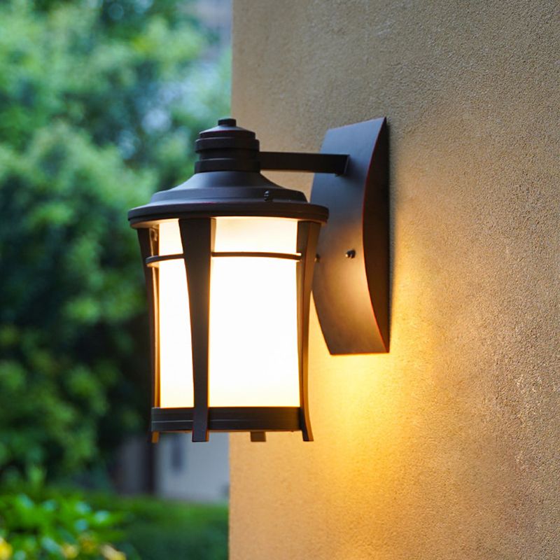 1-Light Sconce Lamp Farmhouse Jar White/White and Yellow Glass Wall Mounted Lighting in Copper for Courtyard