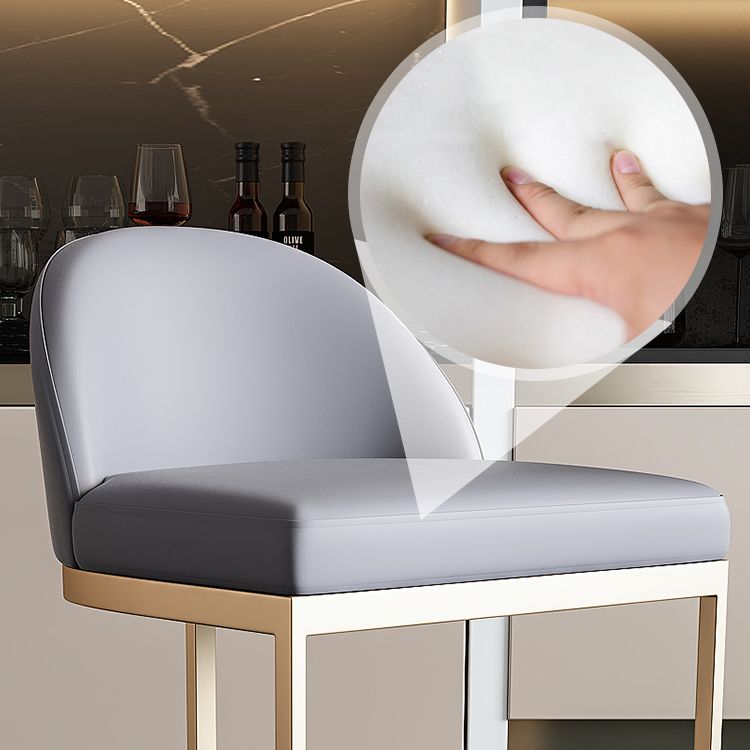Bucket Faux Leather Dining Stool Low Back Bar Stool with Gold Metal Base