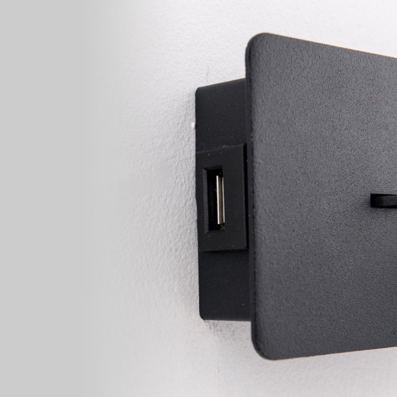 Aluminium Rechteckige LED -Wandlampe im modernen prägnanten Stil Eisenlesen Wandleuchten für Schlafzimmer
