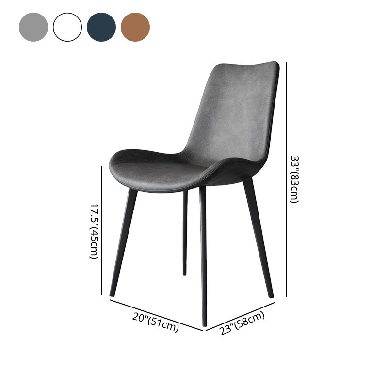 Chaises de salle à manger en cuir style contemporain Chaises de salle à manger sans accoudoirs à dossier solide (Ensemble de 2)