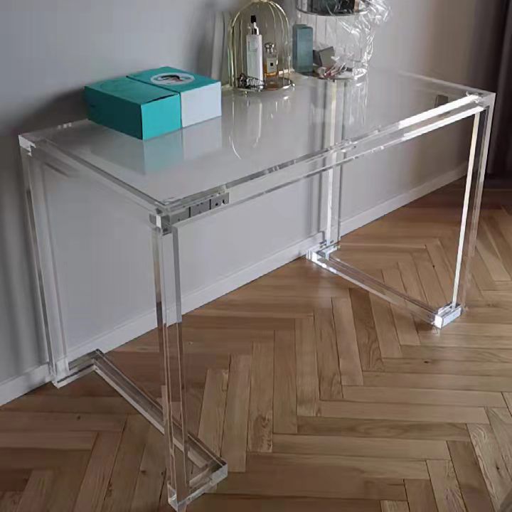 Modern Rectangular Bedroom Desk Glass Top Office Desk Home Writing Desk