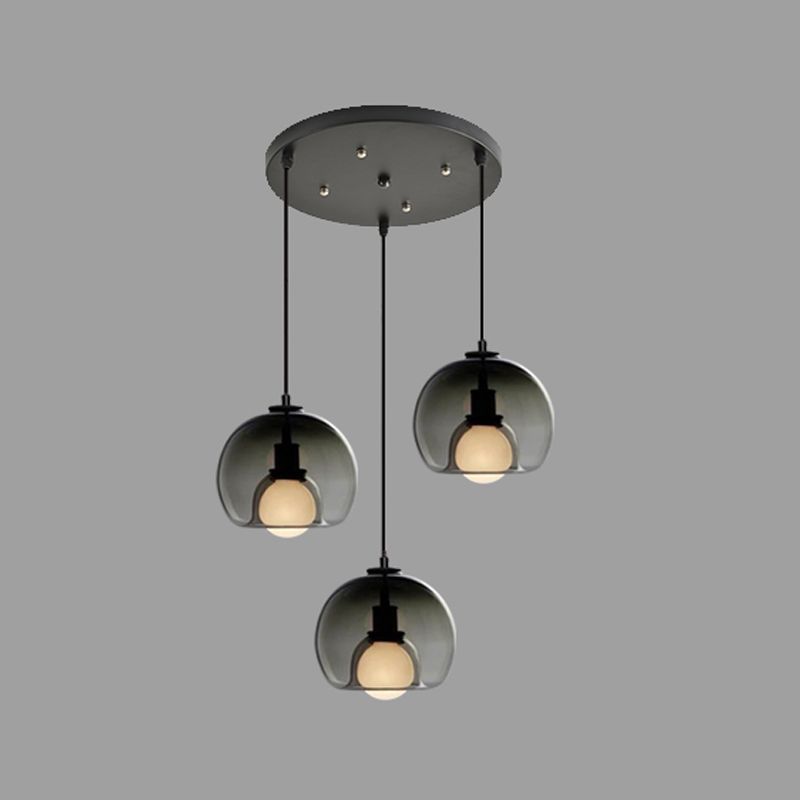 Modern Artistic Indoor Pendant Light Lacquered Iron Globe Hanging Lamp with Glass Shade