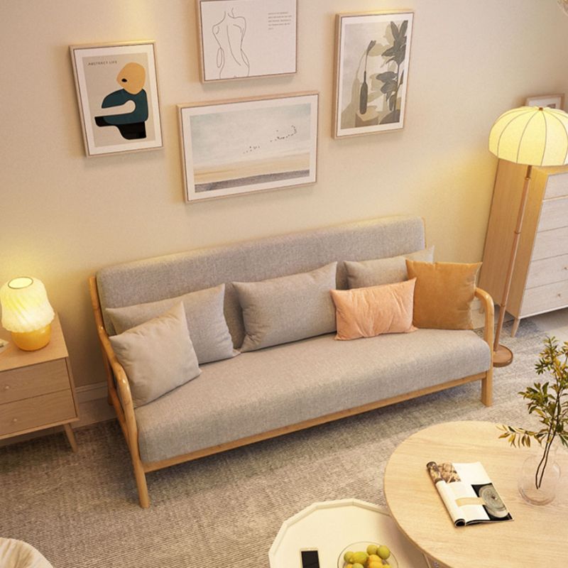 Nordic Solid Wood Sofa 3-Seater Square Arm Sofa with Single Cushion Seat