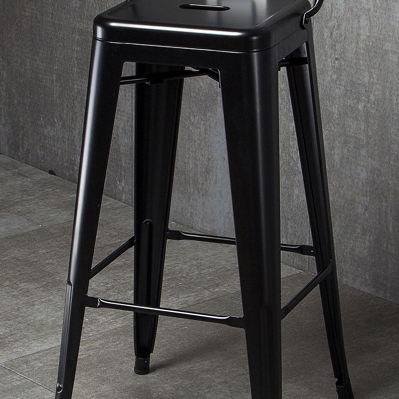 Industrial Black Metal Counter Stools Low Back Bristol Bar Stools with Square Seat