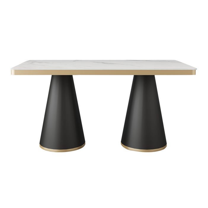 Traditional Luxury Style Dining Table White Sintered Stone Table with Black Frame