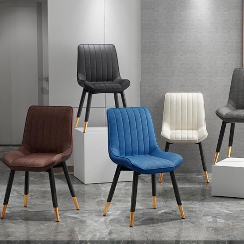 Glam Faux Leather Dining Chair Parsons Chair in Matte Finish for Home