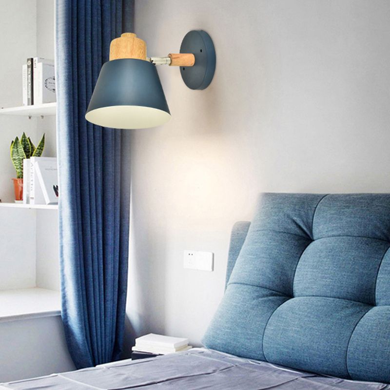 Semplicità nordica semplicità conica illuminazione con applique a parete metallizzata lampada montata per camera da letto per camera da letto