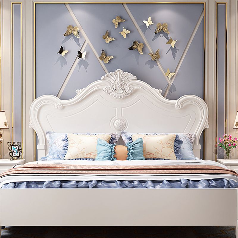 Victorian Solid Color Standard Bed Solid Wood Camelback Bed Frame