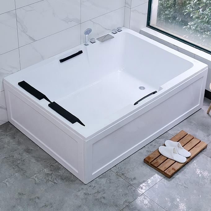 Modern Square Bath Acrylic White Soaking Right Back to Wall Bathtub