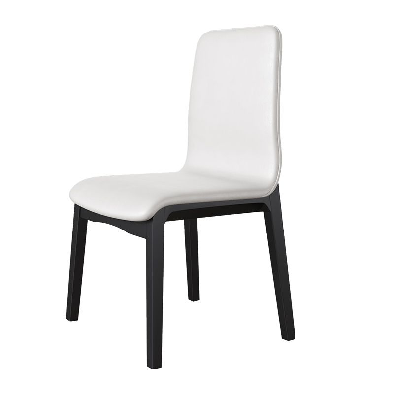 Scandinavian Indoor Side Chair Wood Upholstered Solid Back Single Dining Room Chair