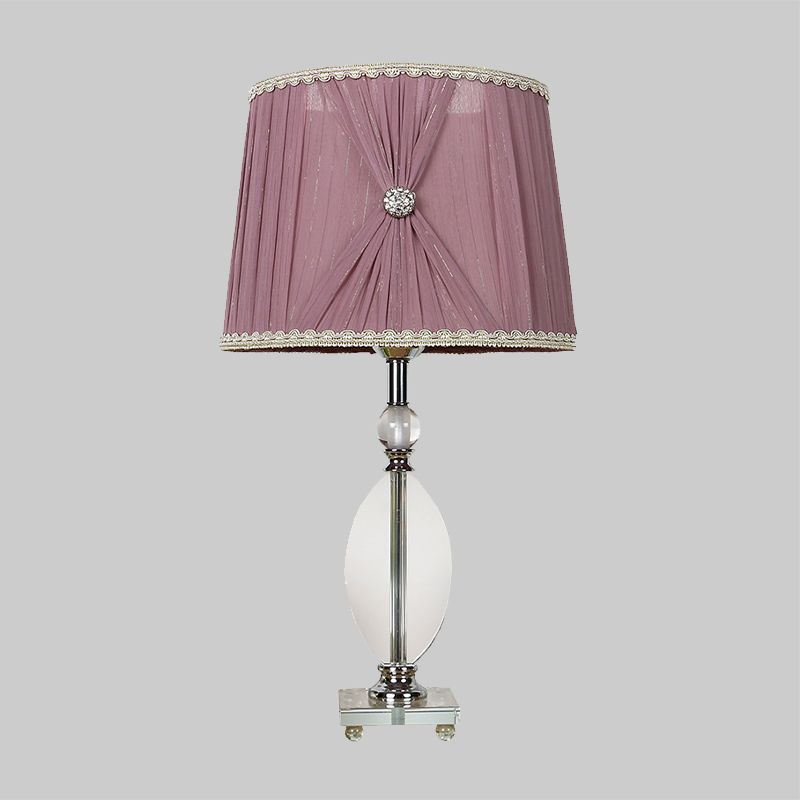 K9 Carril de cristal Noche Minimalismo 1 lámpara de mesa de la cabeza en púrpura con detalles trenzados falsos