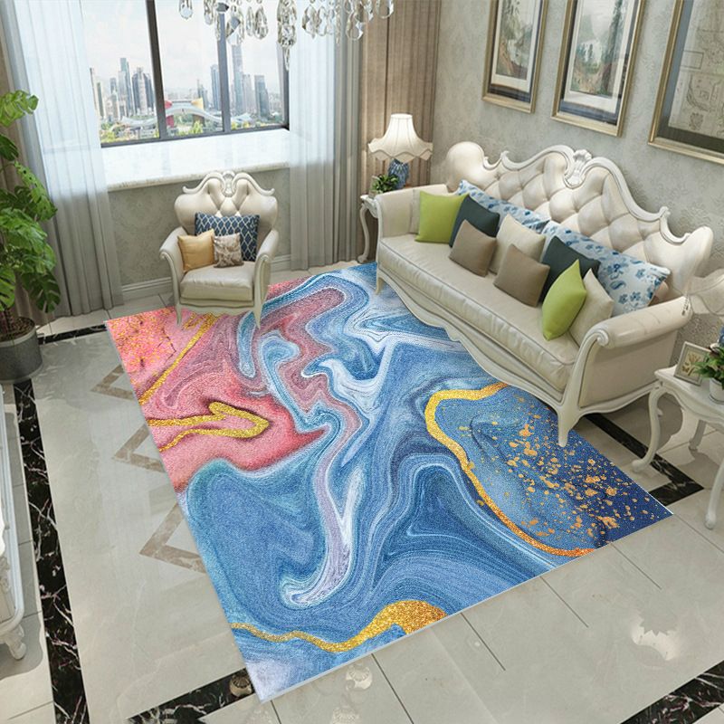 Artistic Abstract Pattern Carpet Fancy Indoor Rug Polyester Non-Slip Area Rug for Living Room