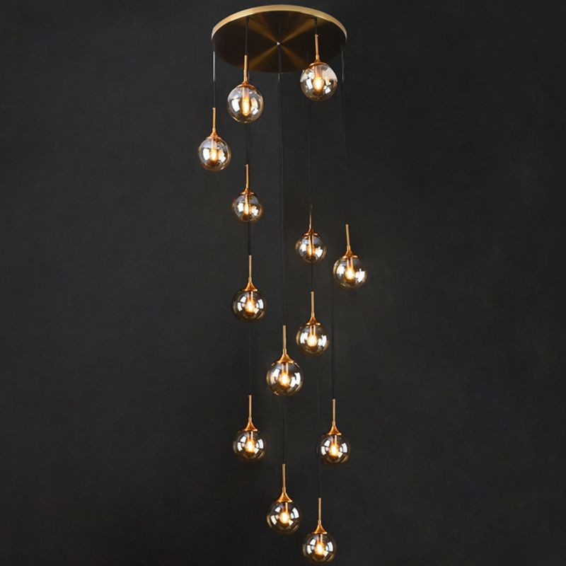 Nordic Style Spiral Ball Hanging Lighting Glas Treppe Multi -Light -Anhänger