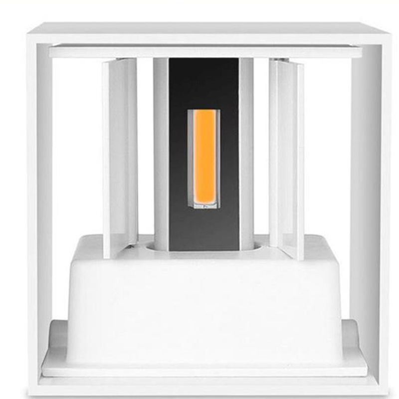 Square Shape Wall Lamp Modern Style Metal 2 Lights Sconce Lamp in Black/White