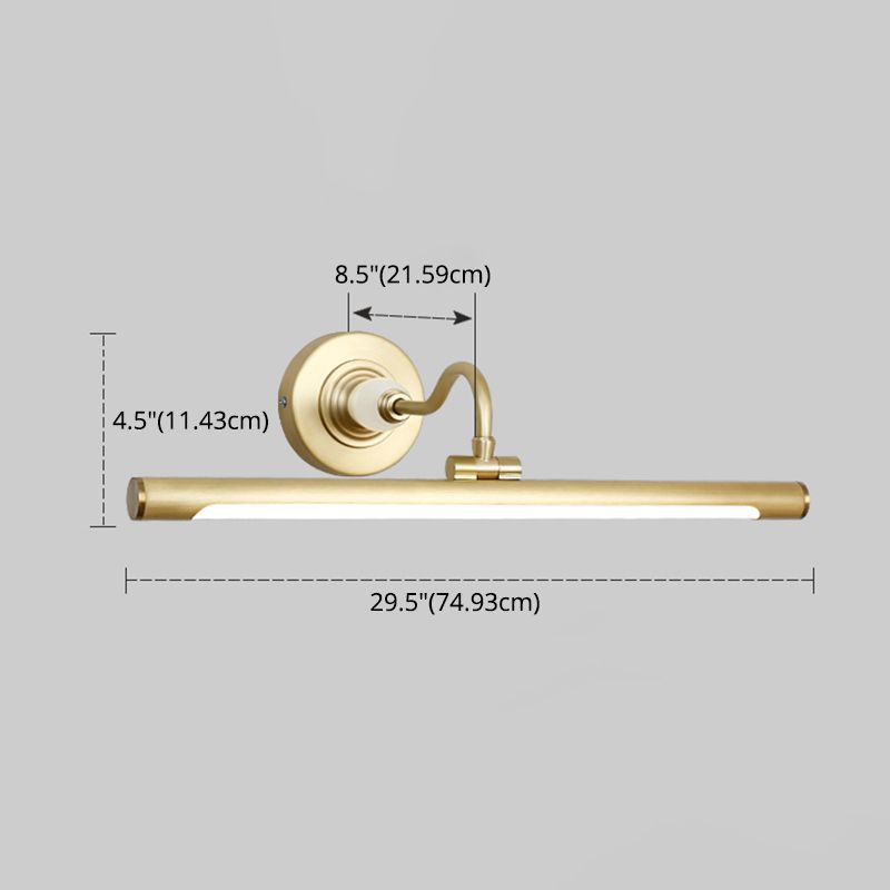 Metal linear Shade Mirro Wall Lights Modern 1 Head Wall Mount Fixture in Brass