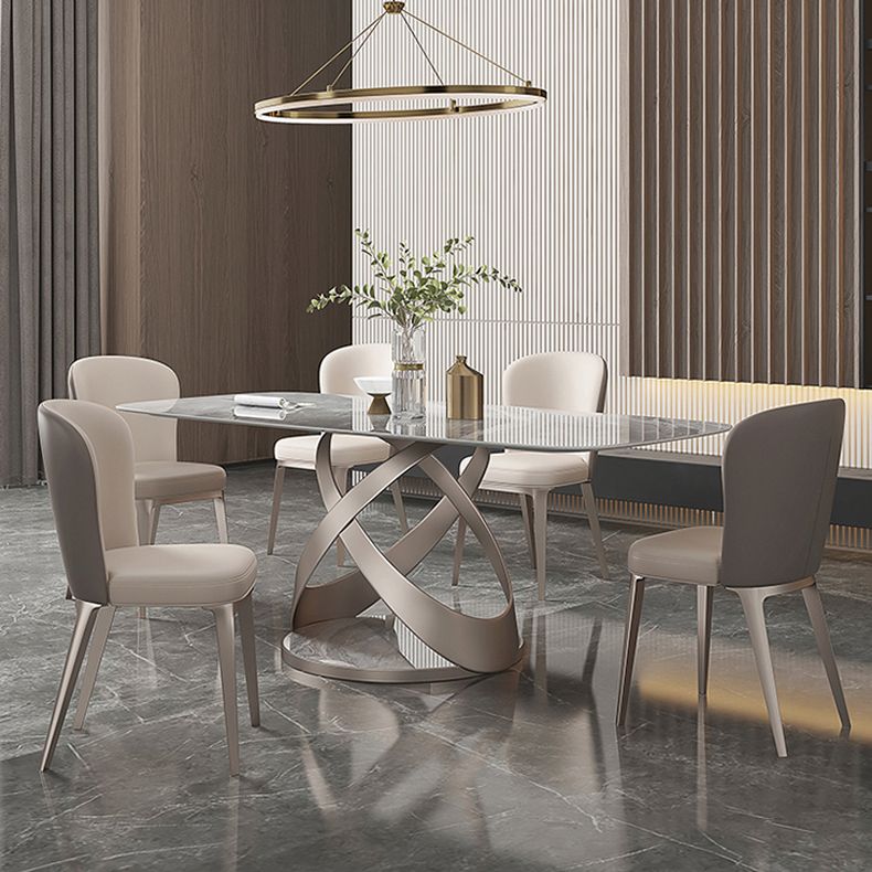 Mesa de comedor de rectángulo de lujo tradicional colección de comedor de pedestal de piedra