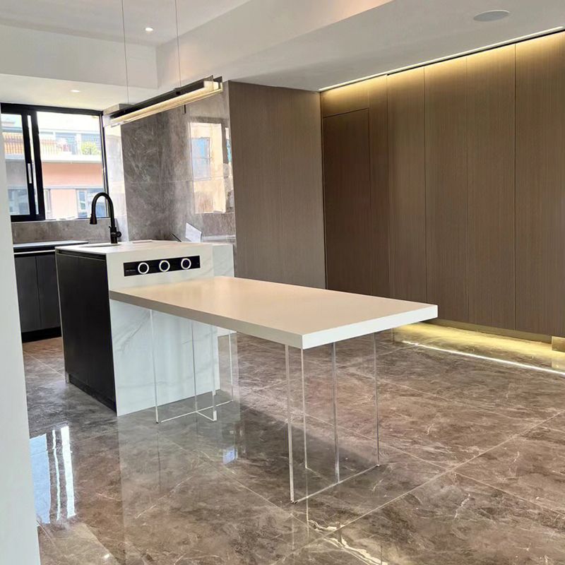 Rectangle Dining Table Sintered Stone Dinner Table with Acrylic Base