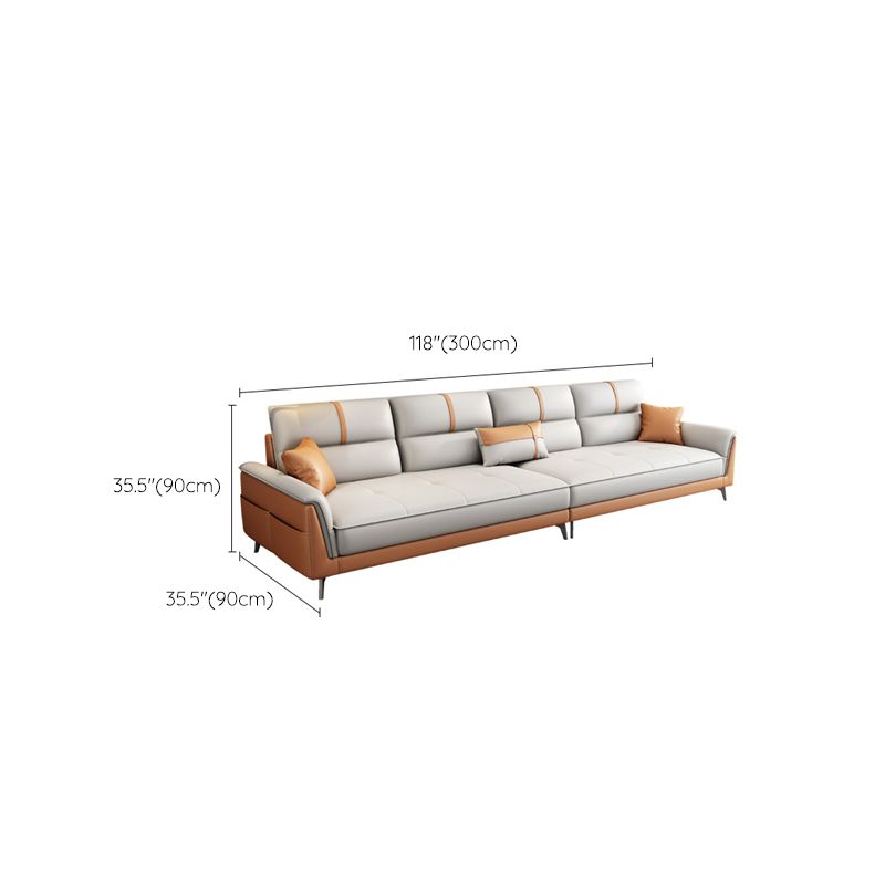 Pillow Top Arm Sofa 35.43" High Faux Leather Sofa for Living Room