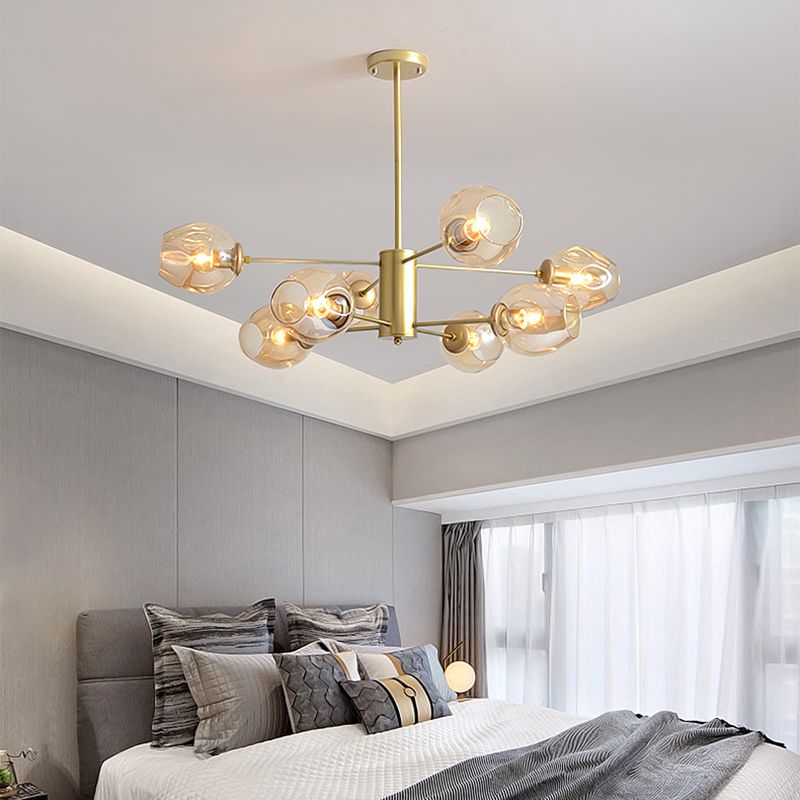 Contemporary Hanging Ceiling Lights Clear Glass Pendant Chandelier for Living Room
