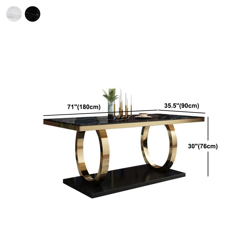 Traditional Luxury Rectangle Dining Table Marble and Metal Gold Base Table