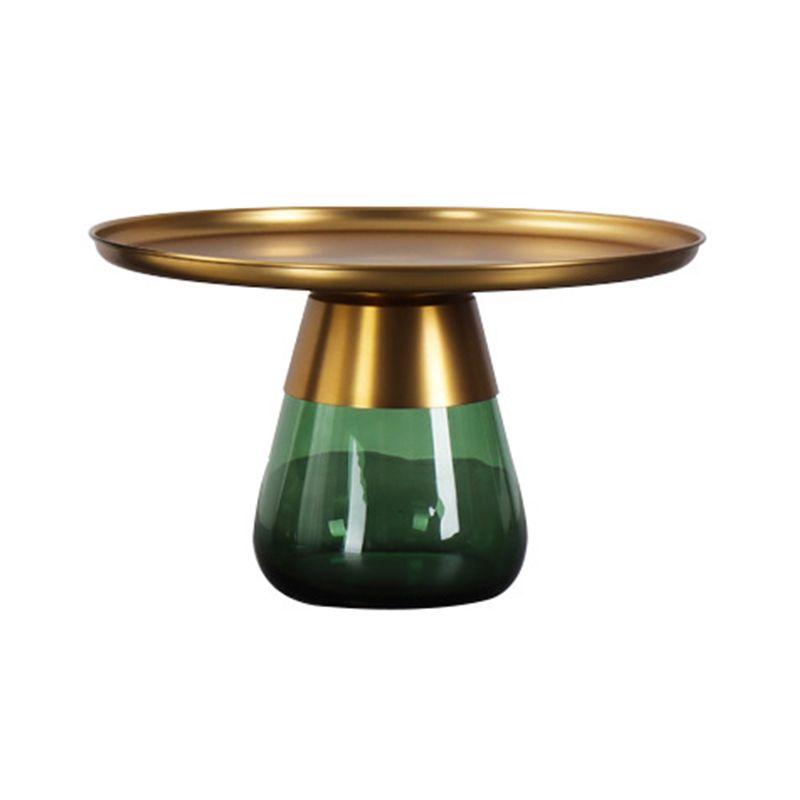 Mid-Century Modern Coffee Table Metal Tray Top Round Single Coffee Table