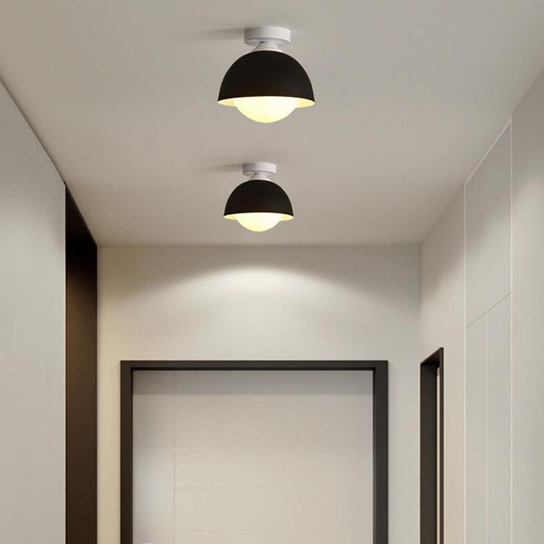 Dome Shape Flush Mount Modern Style Metal 1 Light Flush Ceiling Light in White/black
