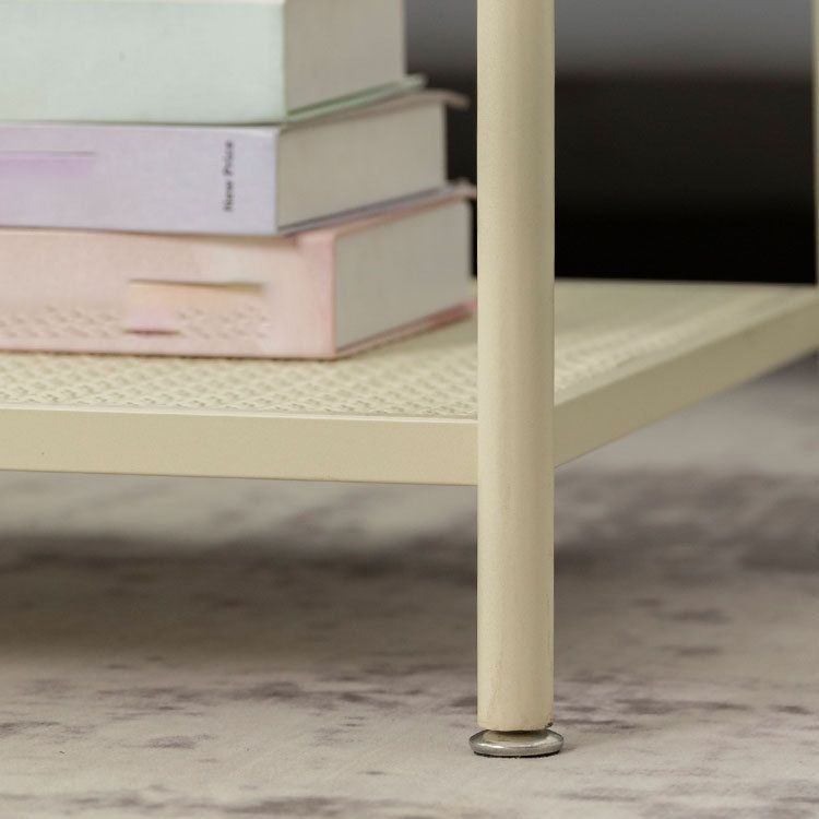 Glass Top Coffee Table 4 Legs Coffee Cocktail Table with Shelf