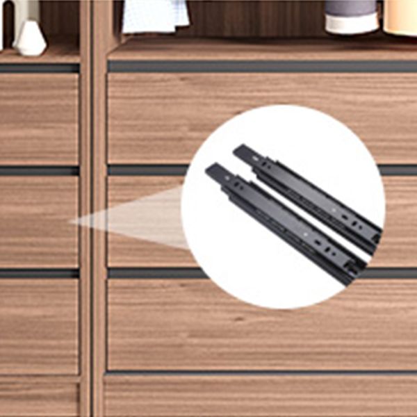 Contemporary Freestanding Wardrobe Armoire Brown Wood Wardrobe with Drawers