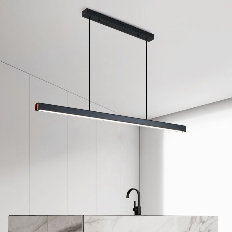 Rectangular Shape Island Pendant Modern Style Metal 1 Light Island Light for Living Room