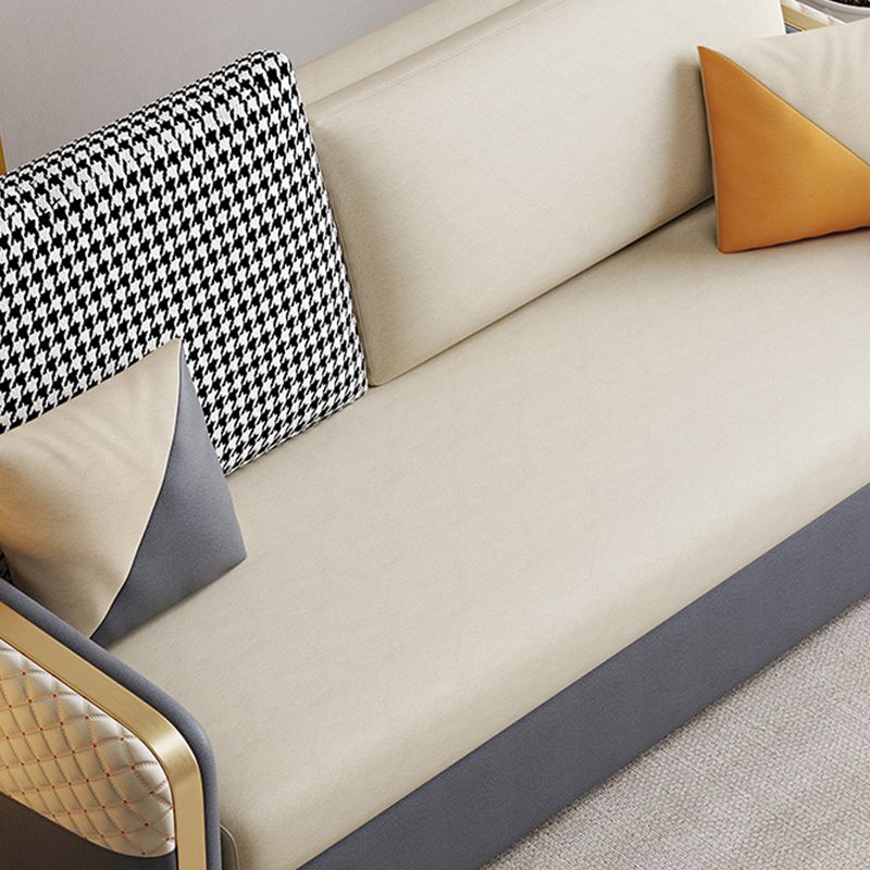 White Pillow Back Sleeper Sofa Square Arms Faux Leather Convertible Sofas