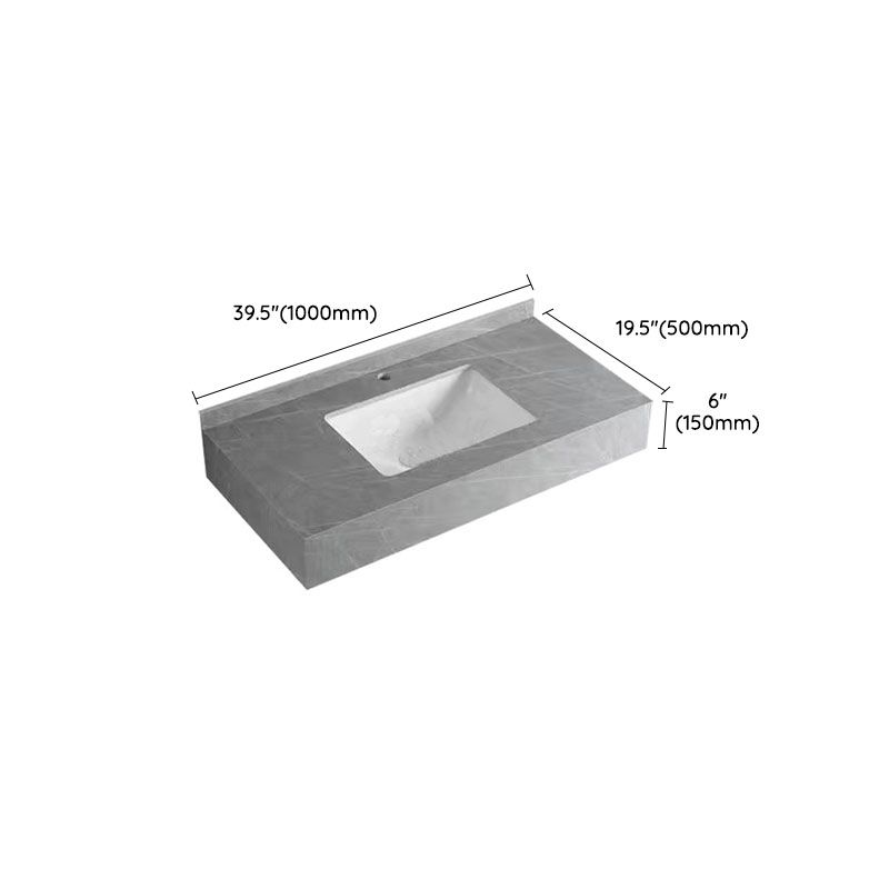 Contemporary Bathroom Sink with Pop-Up Drain Grey Rectangular Wall Mount Bathroom Sink