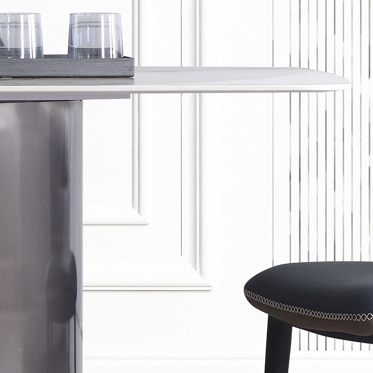 Modern Rectangle Shape Sintered Stone Dining Table Kitchen Dining Table with Double Pedestal